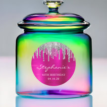 Silver Glitter Drips Hot Pink 50-årsfirande