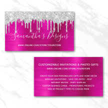 Silver Glitter Drips Hot Pink Folie Webbutik
