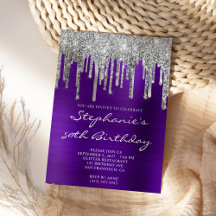 Silver Glitter Drips Indigo Lila 50-årsfirande
