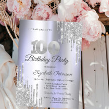 Silver Glitter Drips Ljus Lila 100-årsdag
