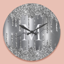 Silver Glitter Drips Monogram Personlig