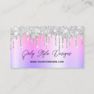 Silver Glitter Drips Multi Ombre Webbutik Visitkort