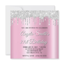 Silver Glitter Drips Rosa Shimmer Droppskugga