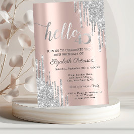 Silver Glitter Drips Rose Gold 40-års födelsedag Inbjudningar