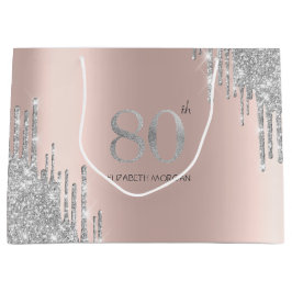 Silver Glitter Drips Rose Gold 80-årsfirande