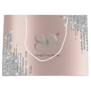 Silver Glitter Drips Rose Gold 80-årsfirande