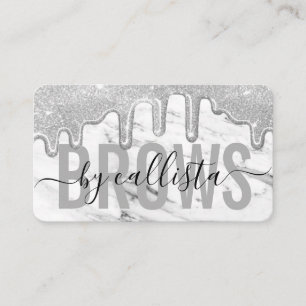 Silver Glitter driver Marble Eyebrow Artist Visitkort