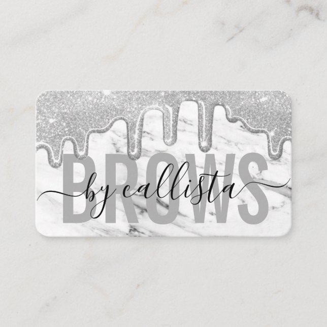 Silver Glitter driver Marble Eyebrow Artist Visitkort (Framsida)