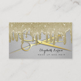 Silver Glitter Drives Hair Stylist Beauty Salon Visitkort