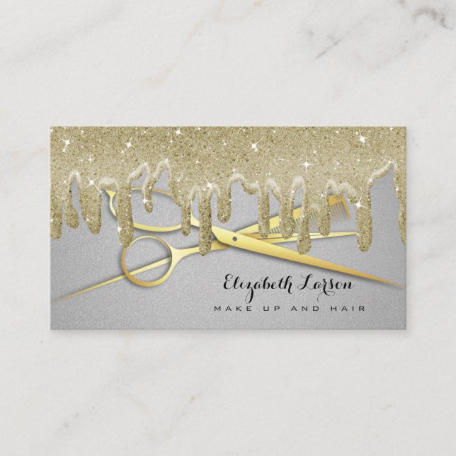 Silver Glitter Drives Hair Stylist Beauty Salon Visitkort (Framsida)