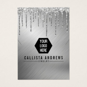 Silver Glitter Drives Logotyp Necklace Visning Visitkort