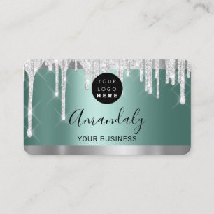 Silver Glitter Drives Ram Qr Code Logotyp Teal Grö Visitkort