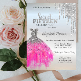 Silver Glitter-drivrutiner,Adsible Dress Quinceane Inbjudningar