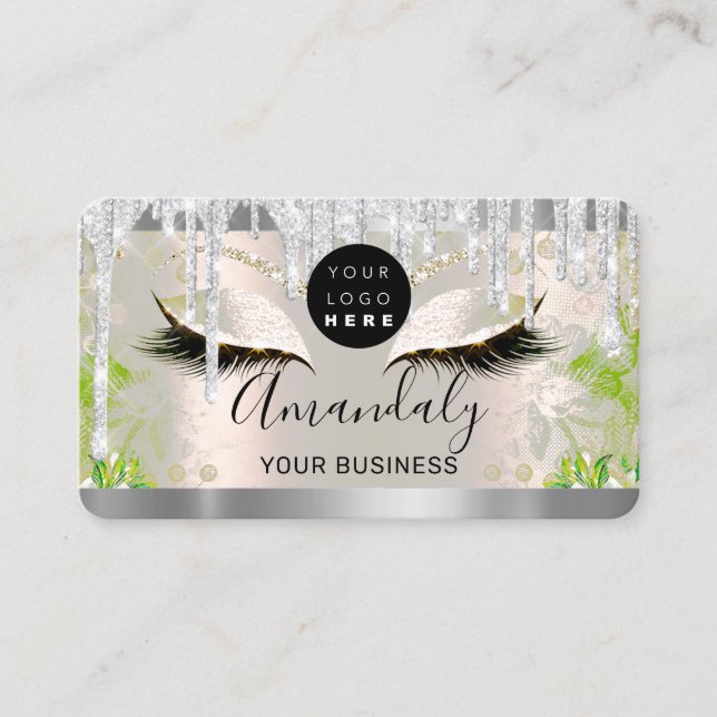 Silver Glitter-drivrutiner Ram QR-Logotyp för QR-k Visitkort (Framsida)