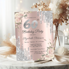 Silver Glitter-drivrutiner,Ro 60-årsdagen Inbjudningar