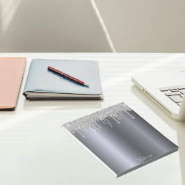 Silver glitter dropp namn anteckningsblock