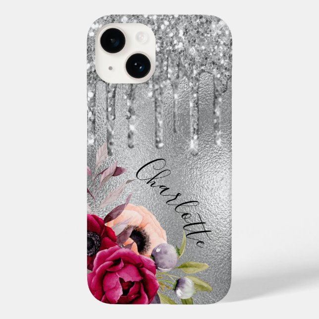 Silver glitter droppar blommigt namn (Baksida)