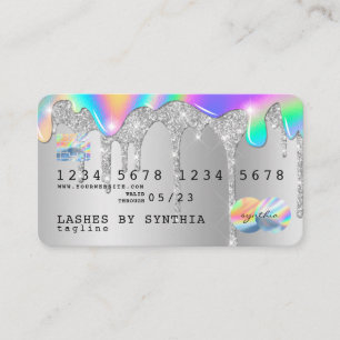Silver glitter droppar Kredit Card guld hologram Visitkort