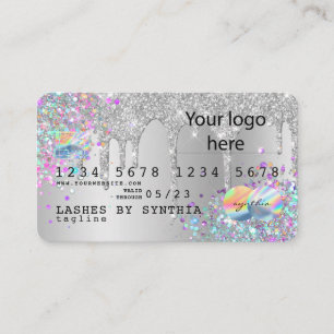 Silver glitter droppar Kredit Card hologram add lo Visitkort