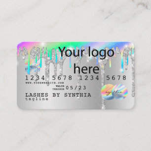 Silver glitter droppar Kredit Card hologram add lo Visitkort
