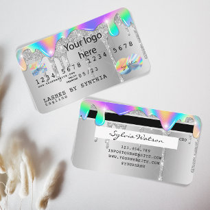 Silver glitter droppar Kredit Card hologram add lo Visitkort