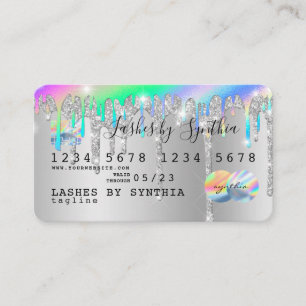 Silver glitter droppar Kredit Card hologram lägg t Visitkort