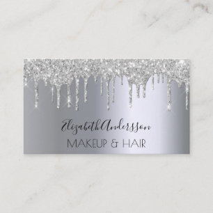 Silver glitter droppar makeup hair visitkort