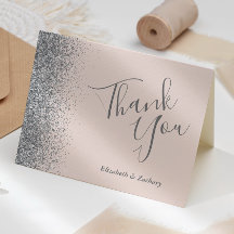 Silver Glitter Edge Blush Rosa Bröllop Tack