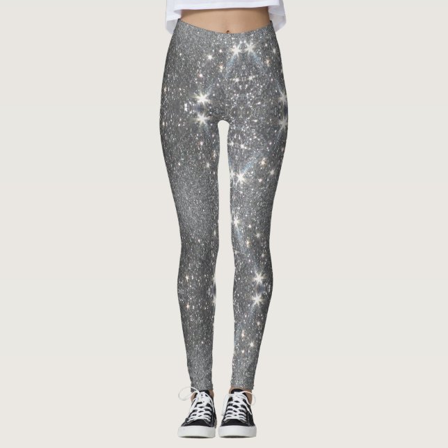 Silver Glitter Effect Dance Stretch Byxor - Pant (Framsida)