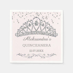Silver glitter, effekttiara, konetti Quinceanera Pappersservett