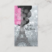 Silver Glitter Eiffeltorn Baby Shower Blöja Lotter