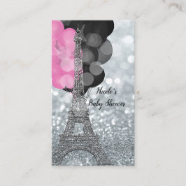 Silver Glitter Eiffeltorn Baby Shower Blöjlotteri Tilläggskort