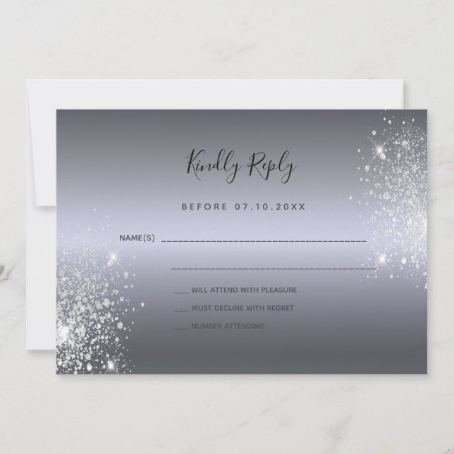 Silver glitter elegant bröllop OSA (Framsida)