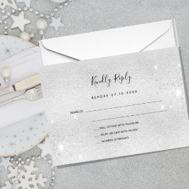 Silver glitter elegant bröllop OSA Anteckningskort
