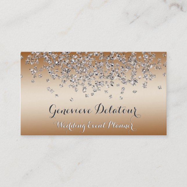 Silver Glitter Elegant Brons  Evenemangsplanerare Visitkort (Framsida)