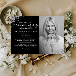 Silver Glitter Elegant Foto Firande i livet I Inbjudningar