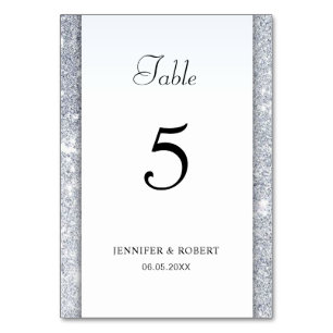 Silver Glitter Elegant Handskrift Modern Mall Bordsnummer