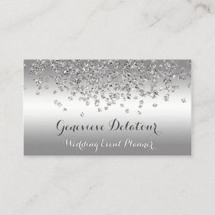 Silver Glitter Elegant Platinum  Evenemangsplanera Visitkort