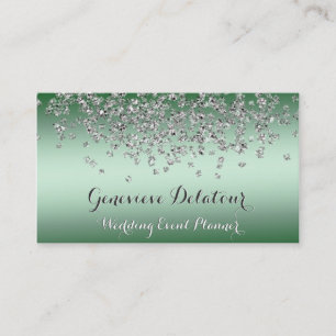 Silver Glitter Elegant Smaragd Evenemangsplanerar Visitkort