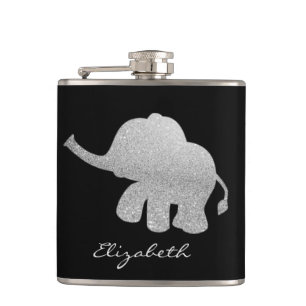 Silver Glitter Elephant, svart - Personlig Fickplunta