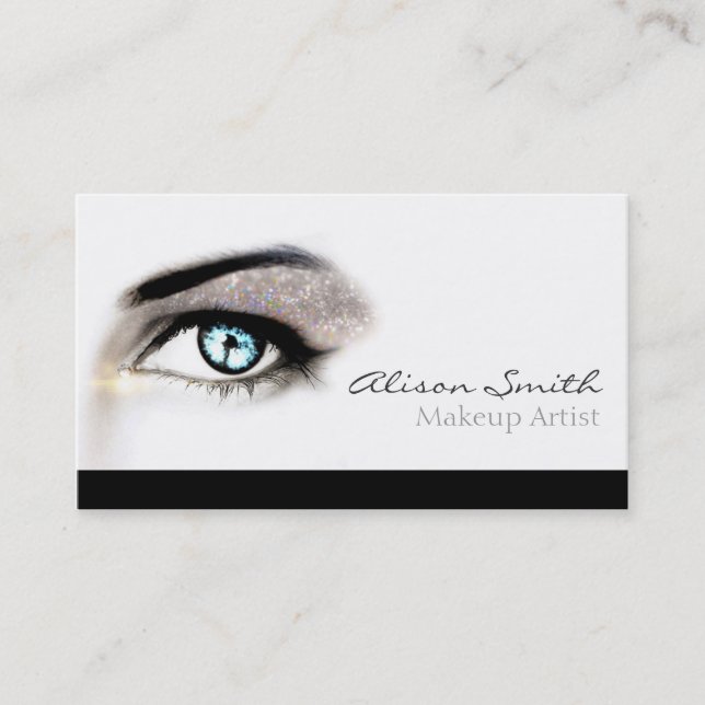 Silver glitter eyeshadow - Makeup Artist Visitkort (Framsida)