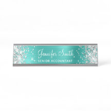 Silver Glitter Falskt Ljus Turkos Folie