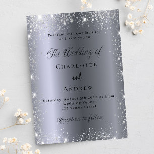 Silver glitter, formellt elegant lyx bröllop inbjudningar