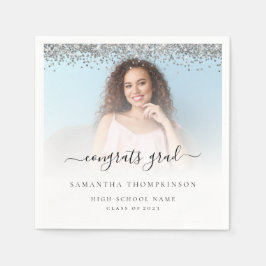 Silver Glitter Foto 2024 Gratulerara Studenten Pappersservett
