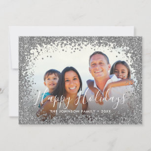 Silver Glitter Fotoram Julkort