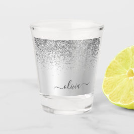 Silver Glitter Girlaktig Metall Monogram Namn