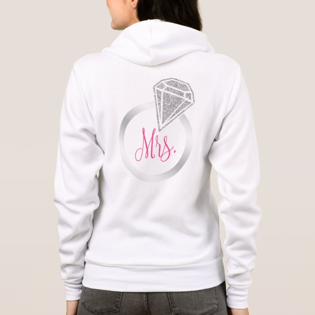 Silver Glitter Girly Brud Fru Bröllop Kvinnor T Shirt (Baksida)