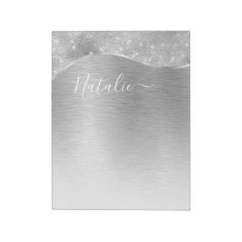 Silver Glitter Glam Bling Personlig Metallic Anteckningsblock