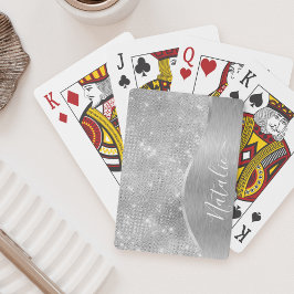 Silver Glitter Glam Bling Personlig Metallic Casinokort
