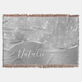 Silver Glitter Glam Bling Personlig Metallic Filt